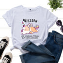 the PITTIECORN - Cotton Women Letter Print T-Shirt