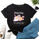 the PITTIECORN - Cotton Women Letter Print T-Shirt