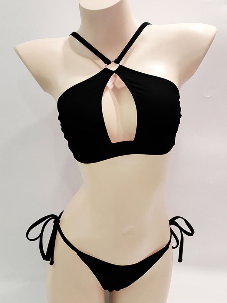 the SLIPKNOT - New Push Up Bikini Solid Black Bikini Set