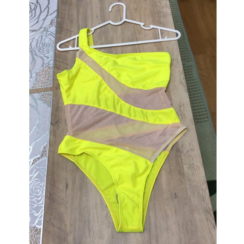 Green The Illusion Women Sexy One Piece Swimwear