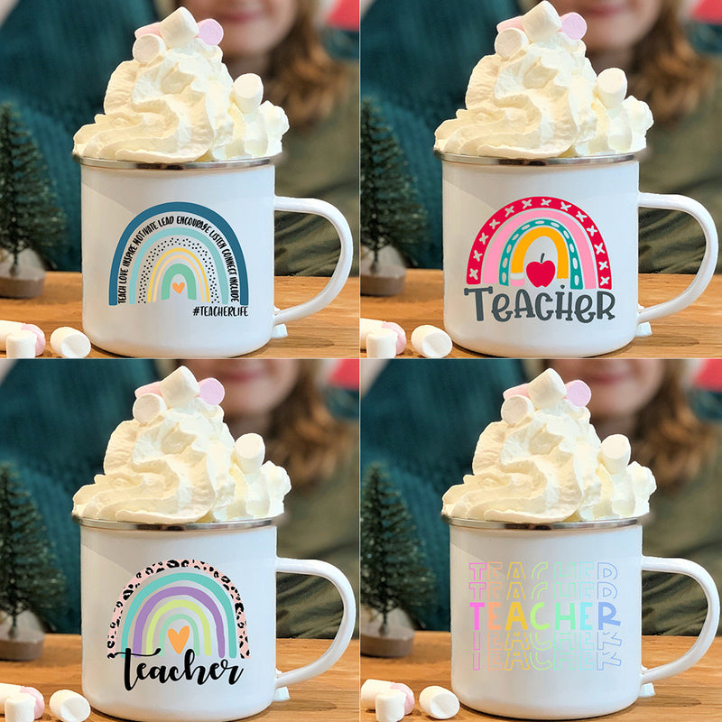 the BEST TEACHER - Rainbow Creative Enamel Mugs