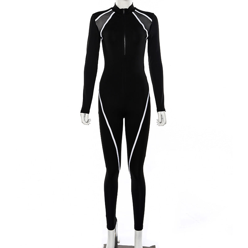 the BLACK PANTHER - Jumpsuit Women Reflective Stripe Sportwear Active Workout Fitness