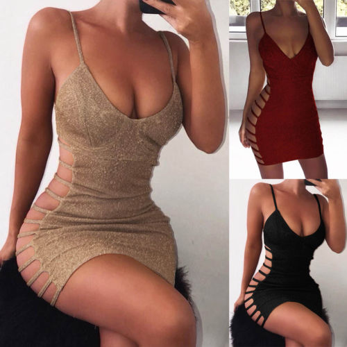 the NAOMI Dress - V Neck Sleeveless Bandage Stretchy Short Mini Dress