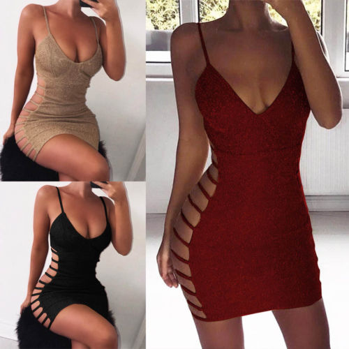 the NAOMI Dress - V Neck Sleeveless Bandage Stretchy Short Mini Dress