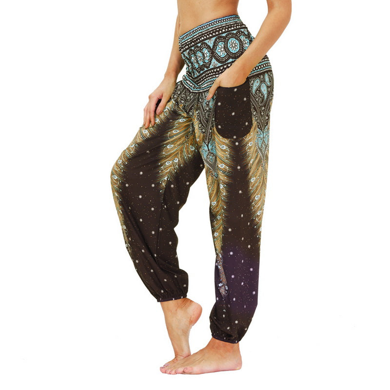 the BOHO - Loose Yoga Pants Boho Print High Waist