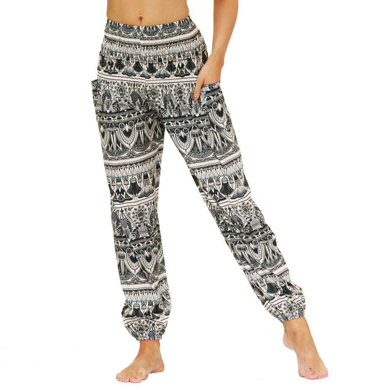 the BOHO - Loose Yoga Pants Boho Print High Waist