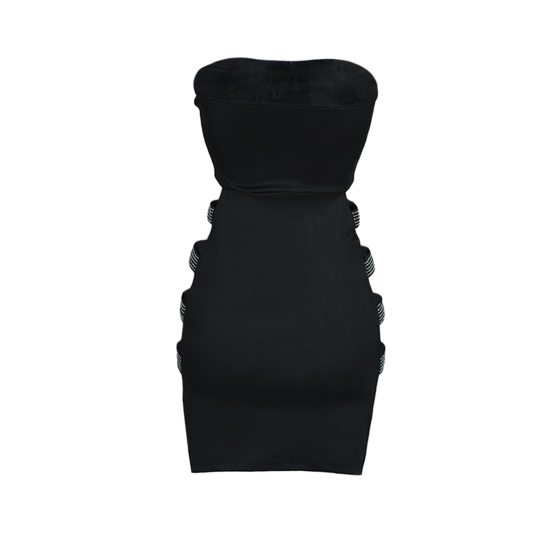 the LEXIE Dress - Bodycon Pencil Dress Rhinestone Hollow Out Off Shoulder