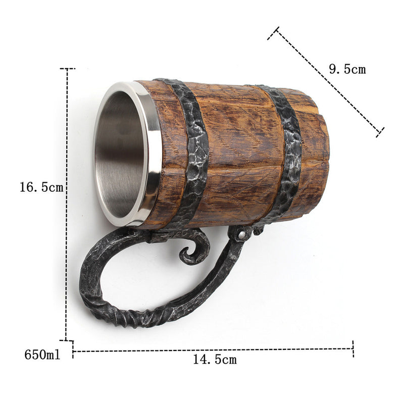 the CASK - Wooden Barrel Stainless Steel Resin 3D Beer Mug