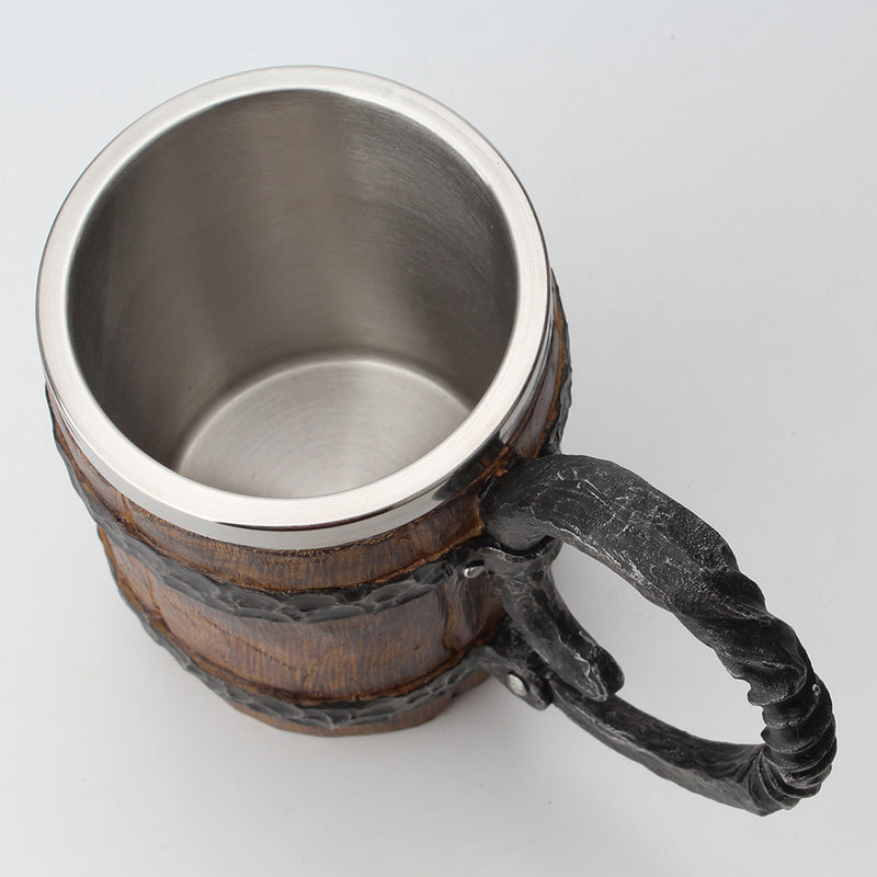 the CASK - Wooden Barrel Stainless Steel Resin 3D Beer Mug