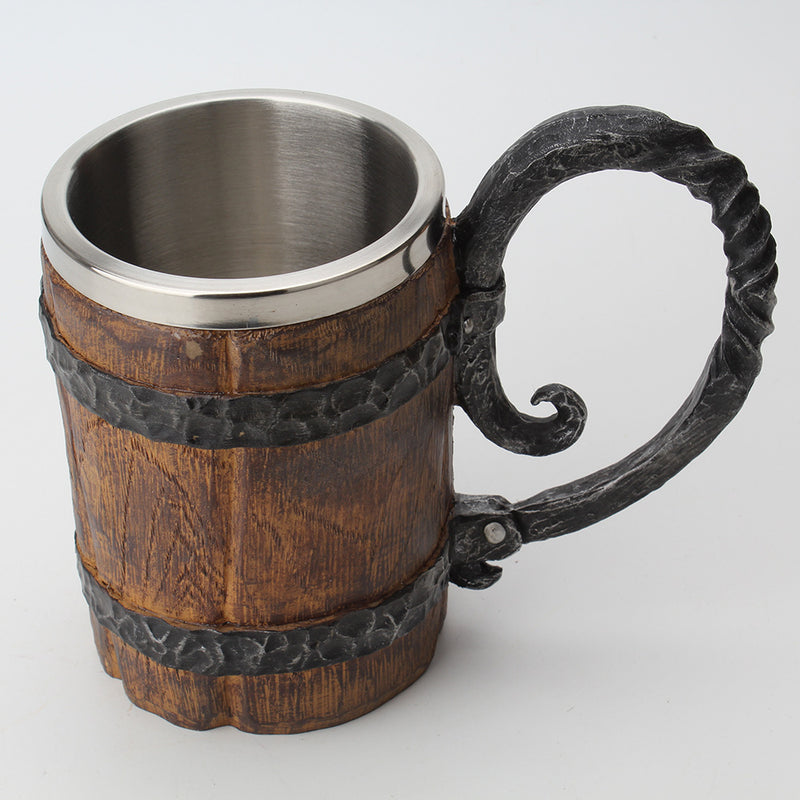 the CASK - Wooden Barrel Stainless Steel Resin 3D Beer Mug