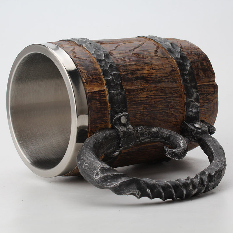 the CASK - Wooden Barrel Stainless Steel Resin 3D Beer Mug