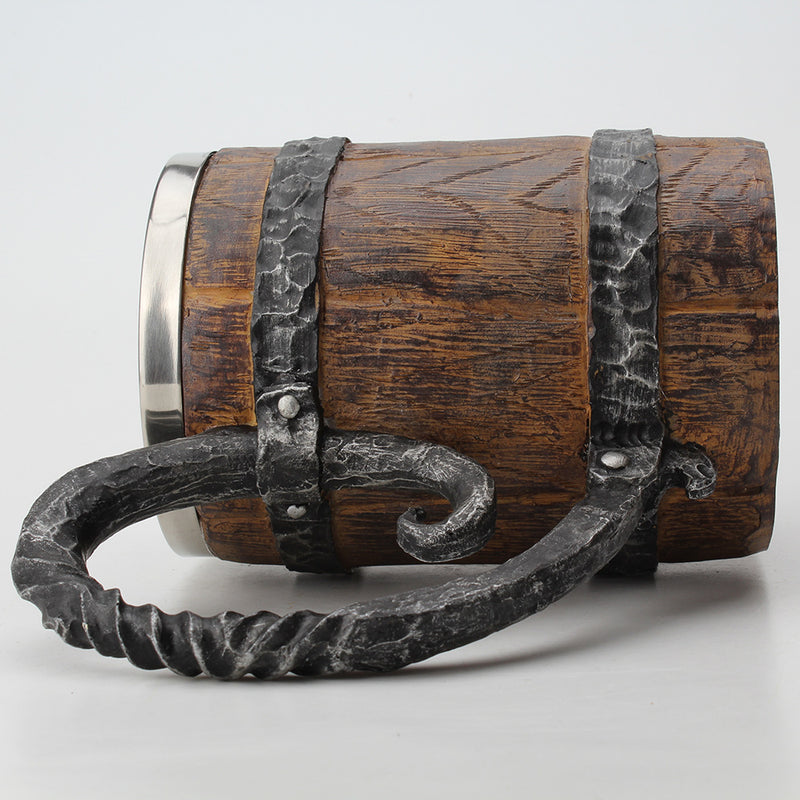 the CASK - Wooden Barrel Stainless Steel Resin 3D Beer Mug