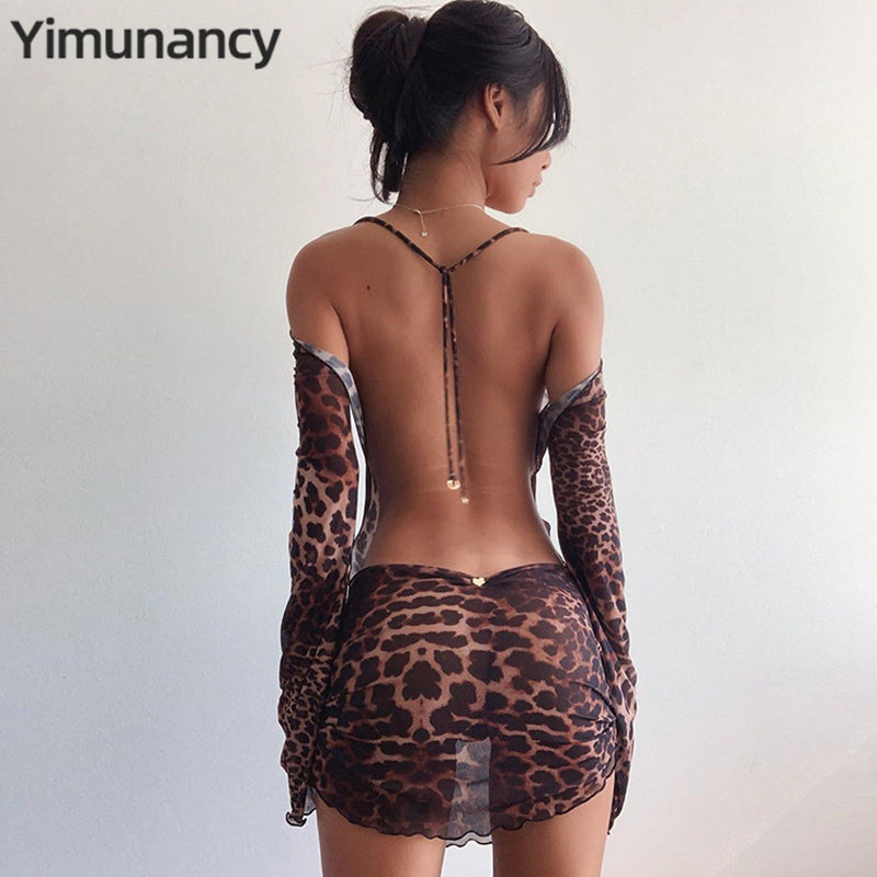 the NADIA Dress - Leopard Print Backless Dress