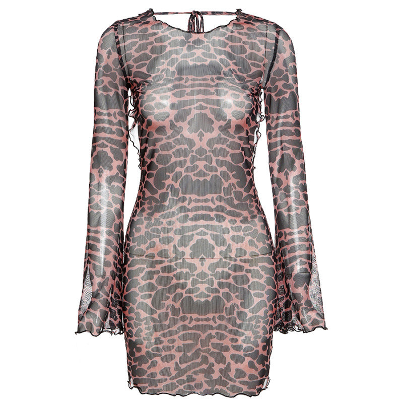 the NADIA Dress - Leopard Print Backless Dress