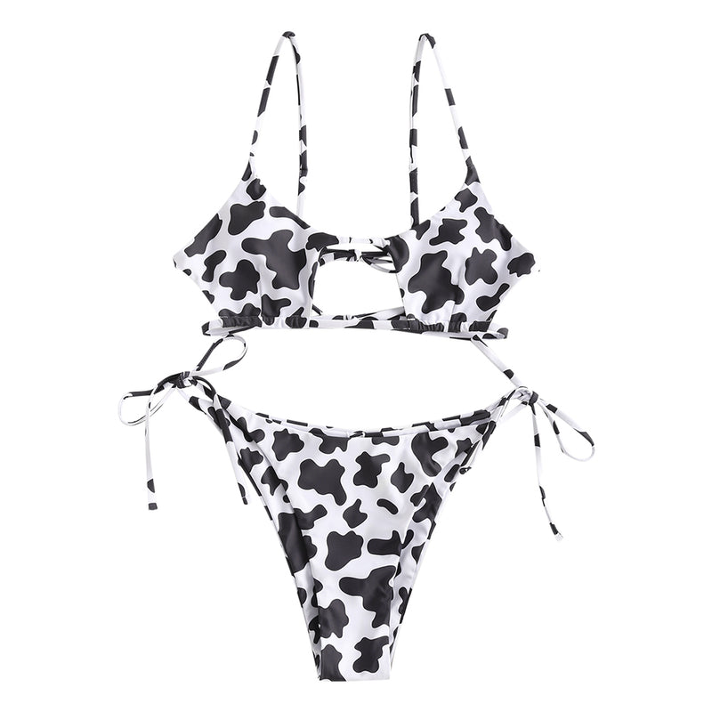 the FIESTY KITTY - Tie-Dye Animal Print Cutout Bikini Swimwear