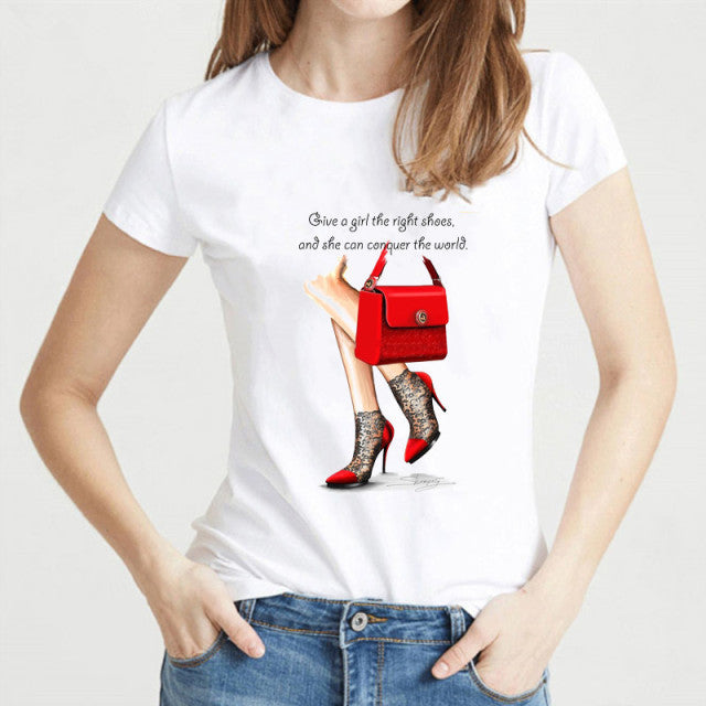 the SHOE FETISH - High Heels New Fashion Graphic Print Women Funny T-Shirts