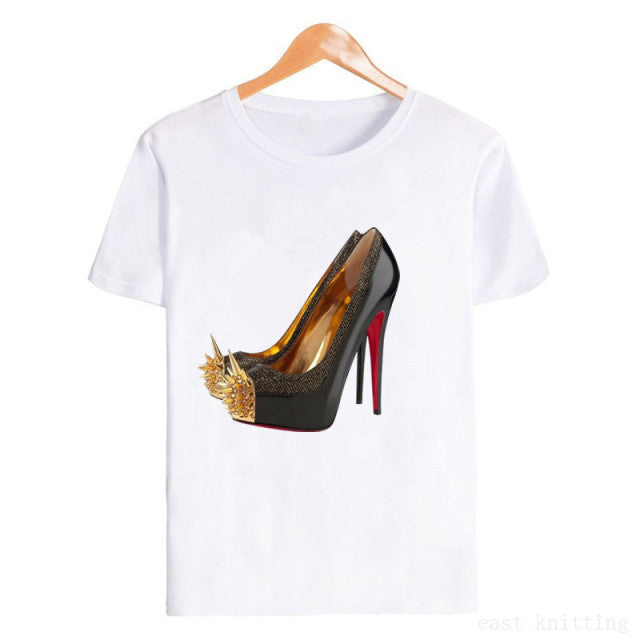 the SHOE FETISH - High Heels New Fashion Graphic Print Women Funny T-Shirts