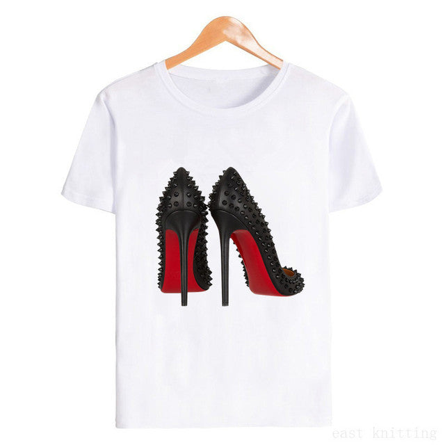 the SHOE FETISH - High Heels New Fashion Graphic Print Women Funny T-Shirts