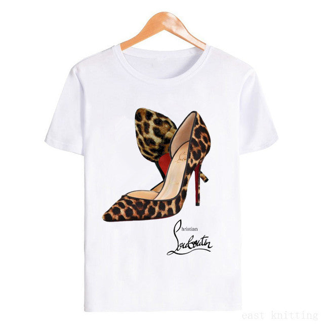 the SHOE FETISH - High Heels New Fashion Graphic Print Women Funny T-Shirts