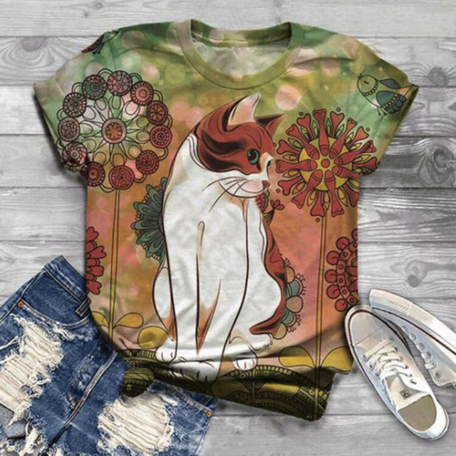 the ARTISTIC BOHO - Women Boho Floral 3D Printed T-Shirt