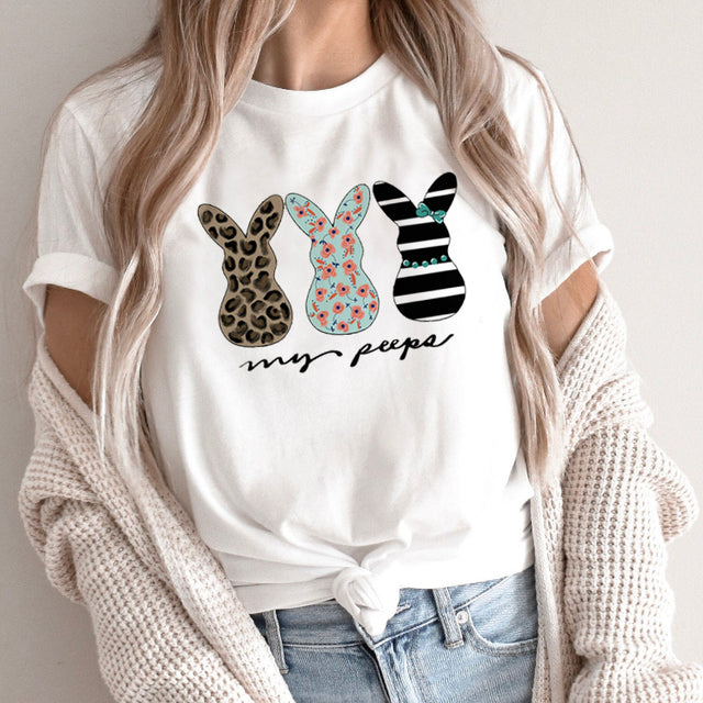 the HONEY BUNNY - Women Abstract Lines Print T-Shirts