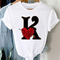 the INITIAL - Women 26 Alphabeted Letter Combination T-Shirt