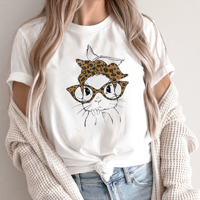 the HONEY BUNNY - Women Abstract Lines Print T-Shirts