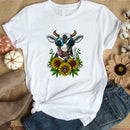 the MOO - Women Floral Cow Flower Print T-Shirt