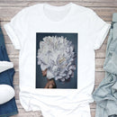 the BOUQUET BOHO - White Printed Sleeveless Women T-Shirt