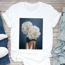 the BOUQUET BOHO - White Printed Sleeveless Women T-Shirt
