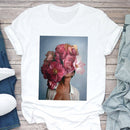 the BOUQUET BOHO - White Printed Sleeveless Women T-Shirt