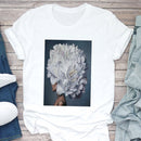 the BOUQUET BOHO - White Printed Sleeveless Women T-Shirt