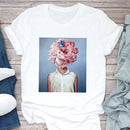 the BOUQUET BOHO - White Printed Sleeveless Women T-Shirt