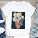 the BOUQUET BOHO - White Printed Sleeveless Women T-Shirt