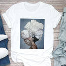 the BOUQUET BOHO - White Printed Sleeveless Women T-Shirt