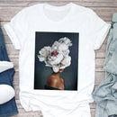 the BOUQUET BOHO - White Printed Sleeveless Women T-Shirt