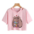 the CROPPED CAT - Cat Print Crop Top T-Shirt