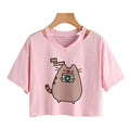 the CROPPED CAT - Cat Print Crop Top T-Shirt