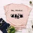 the AVOIDANT KITTY - Women Cotton Cats Short Sleeve Print T-Shirt