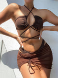 the ZIGZAG - Women 3-Piece Mesh Skirt Swimsuit