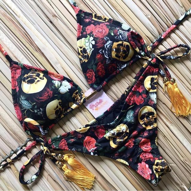 the ALOHA - Halter Push Up Bikini Tassel Swimwear