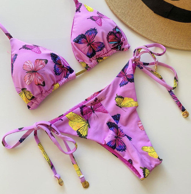 the ALOHA - Halter Push Up Bikini Tassel Swimwear