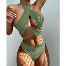 the MADISON AVENUE - Sexy Halter Hollow Cross Bikini Set