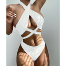 the MADISON AVENUE - Sexy Halter Hollow Cross Bikini Set