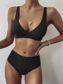 the STUNNER - High Waist Women Ribbed Swimsuit