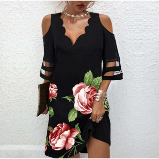 the EMILY Dress - V Neck Dress Women Casual Off Shoulder Lace