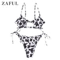 the FIESTY KITTY - Tie-Dye Animal Print Cutout Bikini Swimwear