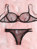 the DOTTY - Women Dot Mesh Lace Lingerie Bra Set