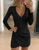 the CAMERON Dress - Women Sexy Sequins Glitter V Neck Dress