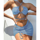 the MADISON AVENUE - Sexy Halter Hollow Cross Bikini Set